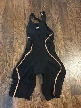 Speedo Black One-Piece Racing Swimsuit with Rose Gold Trim